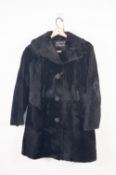 'CORNELIUS' OF SYDNEY, AUSTRALIA, GENUINE BLACK KANGAROO FUR LADY'S THREE-QUARTER LENGTH COAT,