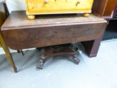 A REGENCY MAHOGANY PEMBROKE TABLE, THE SOLID TOP HAVING CANTED CORNERS OVER SINGLE END DRAWER,