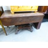 A REGENCY MAHOGANY PEMBROKE TABLE, THE SOLID TOP HAVING CANTED CORNERS OVER SINGLE END DRAWER,