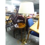 AN EDWARDIAN INLAID MAHOGANY CIRCULAR OCCASIONAL TABLE WITH UNDERTIER AND A BRASS ELECTRIC