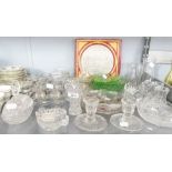 A COLLECTION OF CUT GLASS ITEMS TO INCLUDE; SMALL VASES, BON BON DISHES, DISHES ETC.....