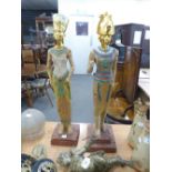 'THE LEONARDO COLLECTION' - A PAIR OF MODERN COMPOSITION 'ANCIENT EGYPTIAN' FIGURES, 23 1/2" HIGH
