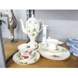 A ROYAL ALBERT CHINA 'POINSETTA' PATTERN TEA WARES OF 6 PIECES, WEDGWOOD CHINA 'CLEMENTINE'