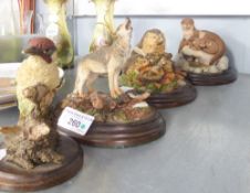 COUNTRY ARTISTS COLLECTION; OTTER FAMILY; HEDGEHOG FAMILY; HOWLING WOLF, WOODSTOCK WOODPECKER (4)