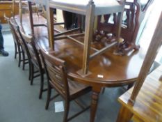 GOOD QUALITY MAHOGANY REPRODUCTION DINING TABLE WITH TWO EXTRA LEAVES, 8'11" (271.7cm) long,