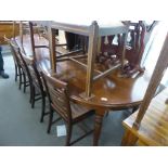 GOOD QUALITY MAHOGANY REPRODUCTION DINING TABLE WITH TWO EXTRA LEAVES, 8'11" (271.7cm) long,