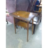 A MID TWENTIETH CENTURY TWIST TOP GAMES TABLE, WITH GREEN BAIZE LINING