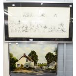 TWO LIFE DRAWINGS, STUDIES OF NUDE FIGURES IN VARIOUS POSES, SIGNED LEJ '79 AND AN OIL PAINTING OF A