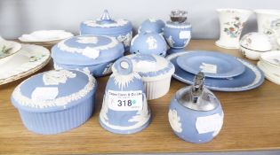 ELEVEN PIECES OF WEDGWOOD BLUE AND WHITE JASPER WARES