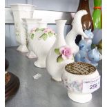 'CHANTELLE' BY ROYAL WINTON, PEDESTAL VASE AND ANOTHER SMALLER; A COALPORT FOR 'ST. MICHAEL' BULB