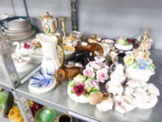 A GROUP OF MISC CERAMICS TO INCLUDE; TABLE POSIES, SALT AND PEPPER SETS, A JAPAN EGGSHELL COFFEE