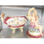 A MODERN CAPO DI MONTE TWO HANDLED COVERED TUREEN OF NAUTICAL THEME