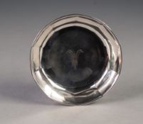 SILVER NUT DISH, with panelled sides and monogrammed centre, 3" (7.6cm) diameter, London 1958, 1.