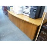 LARGE LIGHT WOOD FOUR DOOR SIDEBOARD WITH ARCHED SQUARE TOP
