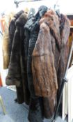 QUANTITY OF LADIES FUR COATS TO INCLUDE; MUSQUASH, BLACK NUTRIA LAMB, BEAVER LAMB, DARK BROWN BEAVER