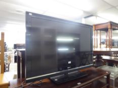 SONY 40" FLAT SCREEN COLOUR TELEVISION, ON STAND WITH DVD AND VIDEO CASSETTE PLAYERS