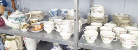 AN ENGLISH DIAMOND CHINA TEA SERVICE FOR EIGHT PERSONS AND A ROYAL STANDARD TEA SERVICE FOR SIX