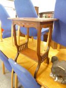 A SMALL EDWARDIAN MAHOGANY TWO TIER OCCASIONAL TABLE