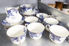 A SWANSEA BLUE AND WHITE TEA SERVICE FOR FOUR PERSONS