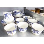 A SWANSEA BLUE AND WHITE TEA SERVICE FOR FOUR PERSONS