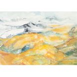 ELSIE SPIBEY MIXED MEDIA ON PAPER 'Iceland Memories' Labelled verso 9 1/2" x 13" (24.1 x 33cm)