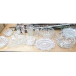 LARGE WATERFORD CRYSTAL CIRCULAR ASHTRAY, PAIR OF NINETEENTH CENTURY GLASS ICE CRUSHERS AND 12