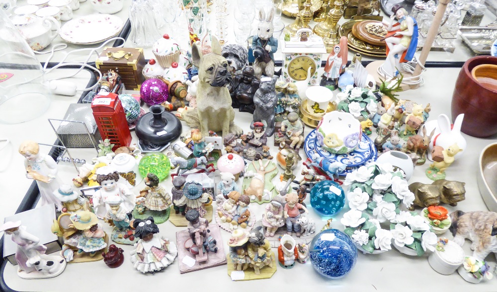 A LARGE QUANTITY OF RESIN FIGURES AND ORNAMENTS ETC...