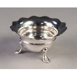 EDWARD VII SILVER OPEN SALT BY JOHN & WILLIAM DEAKIN, with wavy, flared rim and scroll supports with