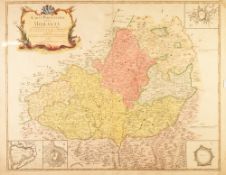 LE ROUGE 1742 A FRENCH ENGRAVED AND HAND COLOURED MAP OF MORAVIA 20" X 25 1/4" (51cm X 64cm)