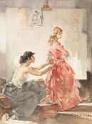 WILLIAM RUSSELL FLINT R.A. (1880-1969) ARTIST SIGNED COLOUR PRINT Two females in artist's studio