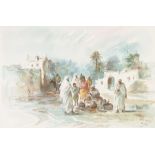 SIDI HBIBI (CONTEMPORARY) THREE WATERCOLOURS Arabian scenes Each signed and inscribed 'Hafid'