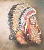 BERNARD McMULLEN (b.1952) PASTEL DRAWING 'Crazy Thunder, Oglala Sioux' Signed and inscribed lower