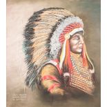 BERNARD McMULLEN (b.1952) PASTEL DRAWING 'Crazy Thunder, Oglala Sioux' Signed and inscribed lower