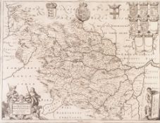 BLEAU (1646) COPPER PLATE ENGRAVED COUNTY MAP of West Riding, Yorkshire Uncoloured, a good early