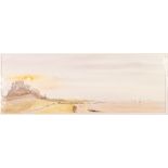 PHIL RUSSELL (Contemporary) WATERCOLOUR 'Early Evening, Bamburgh' Signed, inscribed and dated 2004