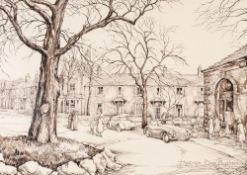 LONA MILES (MODERN) PEN AND SEPIA WITH DRAWING 'Hastings Place, Lytham' Signed lower left, inscribed