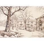 LONA MILES (MODERN) PEN AND SEPIA WITH DRAWING 'Hastings Place, Lytham' Signed lower left, inscribed