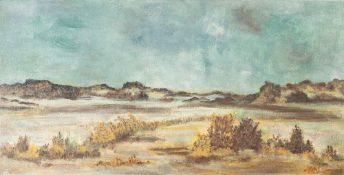 MARGARET McCARTNEY OIL PAINTING ON BOARD Landscape study Unsigned 12" x 24" (30.4 x 60.9cm)