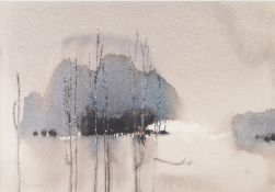 WILLIAM MAYER F.R.S.A. WATERCOLOUR 'Trees' Signed lower left, labelled verso 9" x 12 3/4" (22.8 x