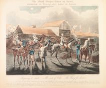 J. HARRIS AFTER H. ALKEN HAND COLOURED AQUATINTS, SET OF FOUR 'The First Steeple Chase on Record'