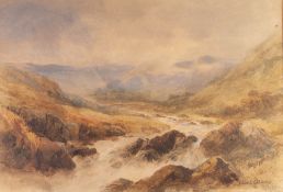 ALBERT STEVENS (act. 1872-1902) WATERCOLOUR DRAWING 'A Mountain Stream' Signed and dated 12.3.(18)