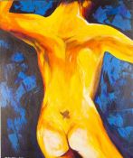 JOHN CHARLES 'BARRY' STOCKTON (1942-2015) ACRYLIC ON CANVAS Rear view of a naked male figure