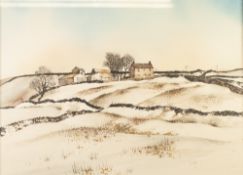 JACQUIE DENBY (Modern) WATERCOLOUR Northern winter landscape Signed 17" x 23 1/2" (43cm x 59cm)