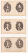 SET OF THIRTY LATE EIGHTEENTH CENTURY THEATRICAL PORTRAIT ENGRAVINGS PRINTED AS PAIRS ON SEPARATE