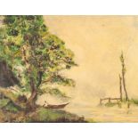MARGARET McCARTNEY TWO OIL PAINTINGS ON DALER BOARD Wooded river landscapes Each signed and dated (