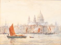 THOMAS EDWARD FRANCIS (fl.1889-1912) WATERCOLOUR 'St. Pauls from the Thames' Signed lower right,