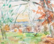 DAVID WILD (1931-2014) TWO WATERCOLOURS Landscapes with trees one numbered 36 14" x 21" (35.6cm x