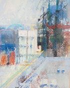 FRANCES WINDER PASTEL DRAWING Abstract study of industrial buildings Signed lower right 9 1/4" x 7