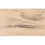BRIAN COOK PENCIL DRAWING 'January Mist' Signed, inscribed verso 9" x 14" (22.8 x 35.5cm)