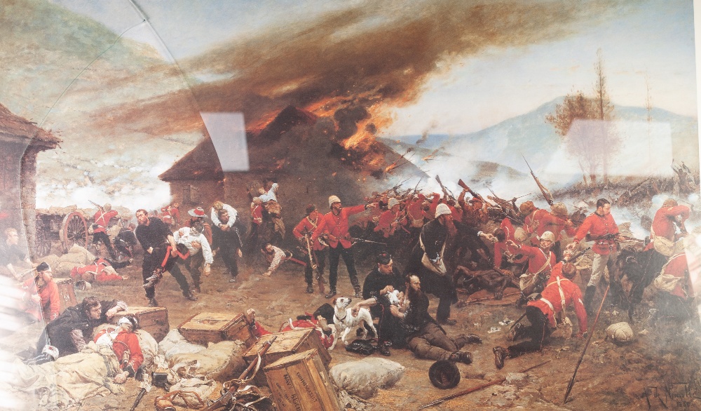 A LARGE COLOUR PRINT 'THE BATTLE OF RORKE'S DRIFT'
